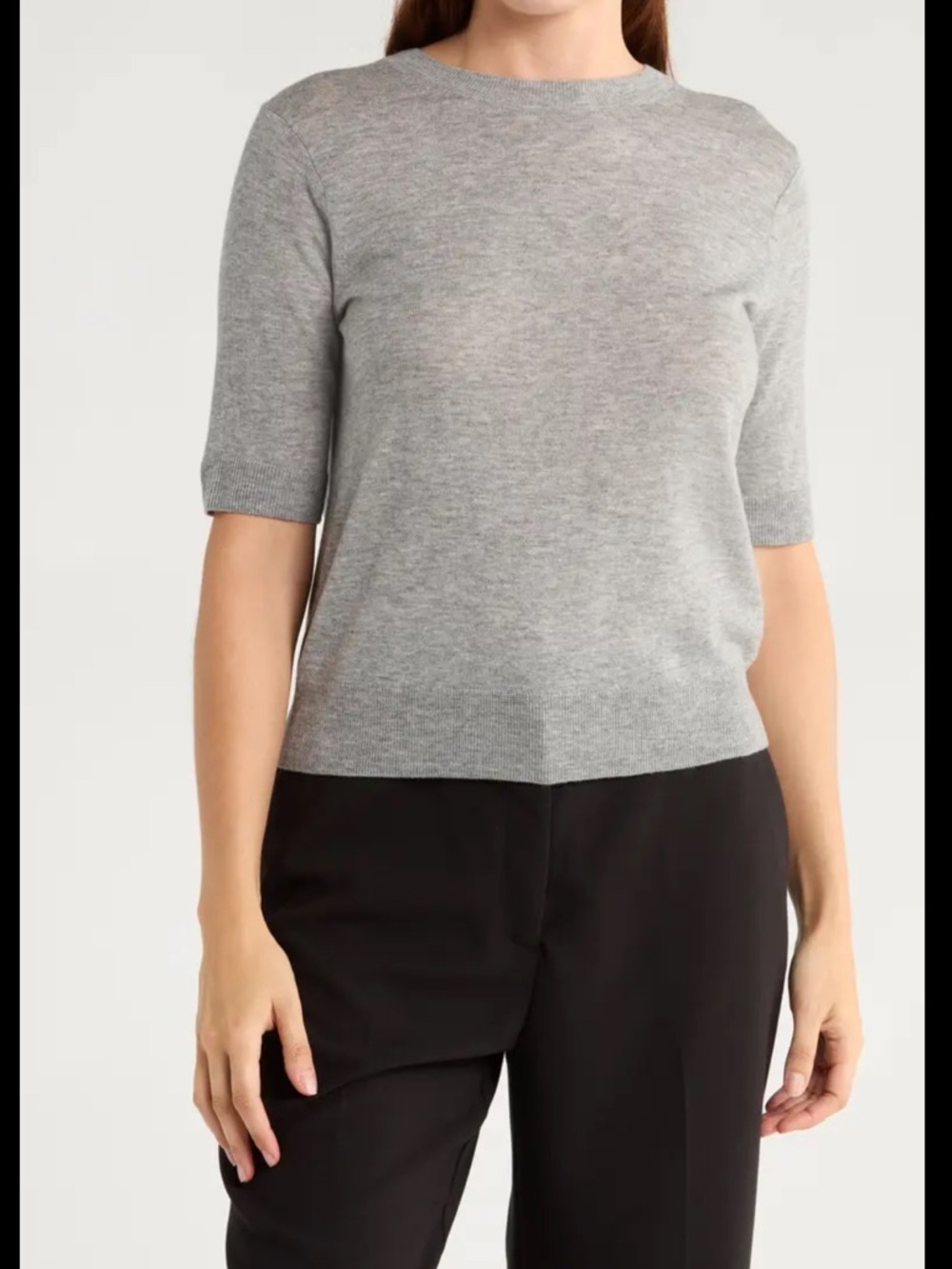 Vince Wool Cashmere Short Sleeve Sweater – Gray | M